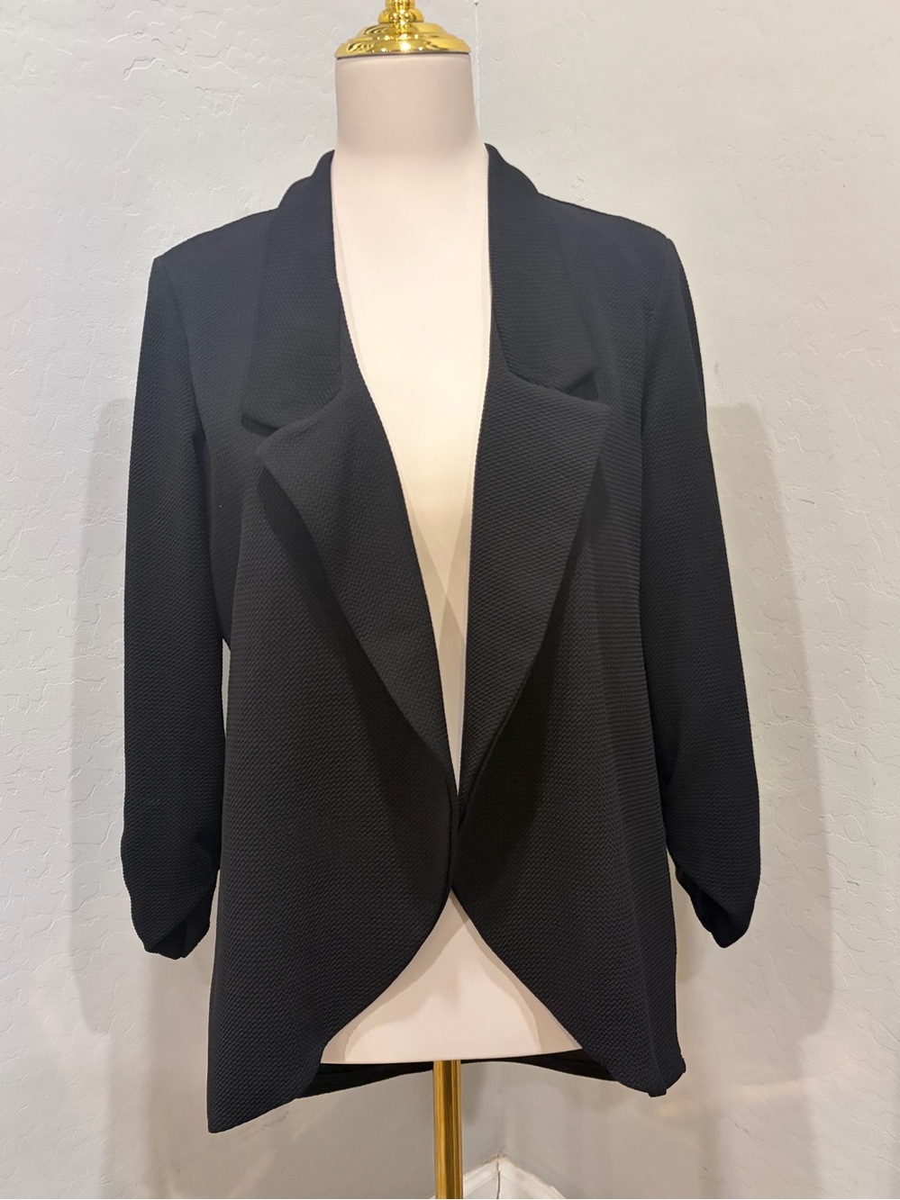 Moa Moa Black Draped Open-Front Blazer